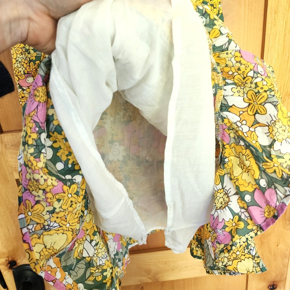 NWT Rahi Anthropologie XL 100% Cotton Dress Lining Floral Puff Sleeve Mini Dress - Picture 6 of 12